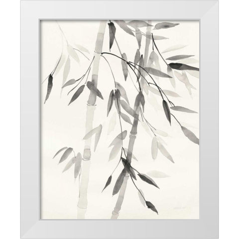 Bamboo Leaves V White Modern Wood Framed Art Print by Nai, Danhui