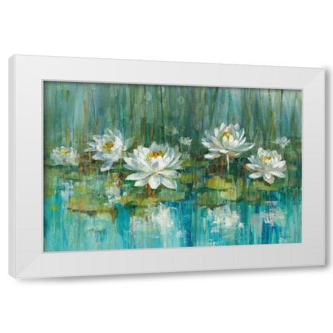 Water Lily Pond v2 Crop White Modern Wood Framed Art Print by Nai, Danhui