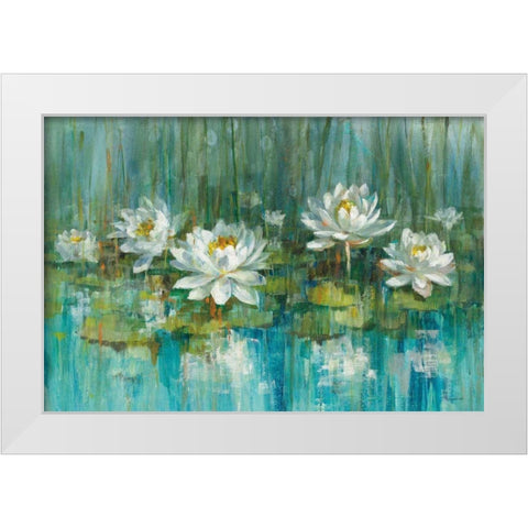 Water Lily Pond v2 Crop White Modern Wood Framed Art Print by Nai, Danhui