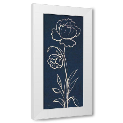 Indigo Floral II White Modern Wood Framed Art Print by Vassileva, Silvia