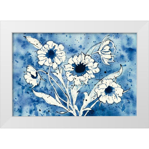 Batik Flowers Crop White Modern Wood Framed Art Print by Novak, Shirley