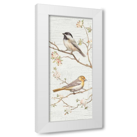 Vintage Birds Panel II White Modern Wood Framed Art Print by Nai, Danhui