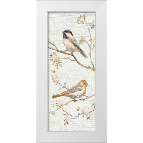 Vintage Birds Panel II White Modern Wood Framed Art Print by Nai, Danhui