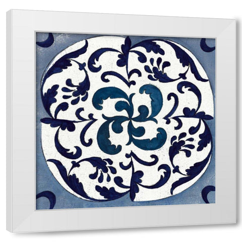 Coast Lines I Indigo and Cream White Modern Wood Framed Art Print by Vassileva, Silvia