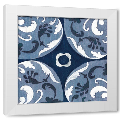 Coast Lines II Indigo and Cream White Modern Wood Framed Art Print by Vassileva, Silvia