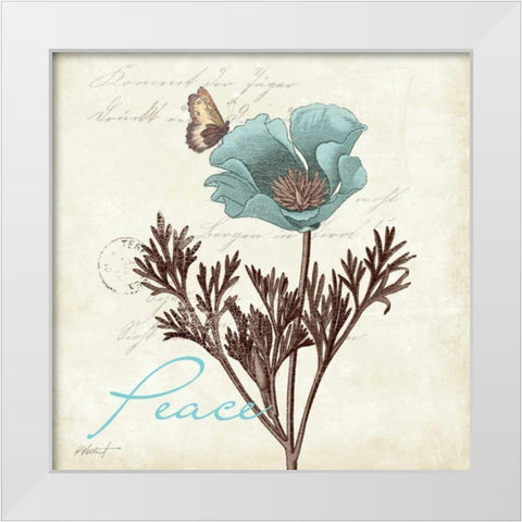 Touch of Blue I - Peace White Modern Wood Framed Art Print by Pertiet, Katie