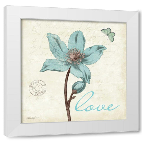 Touch of Blue IV - Love White Modern Wood Framed Art Print by Pertiet, Katie