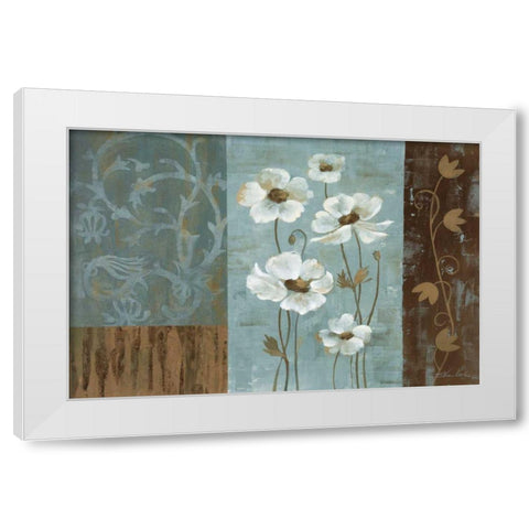 Blue Iridescent Anemones White Modern Wood Framed Art Print by Vassileva, Silvia