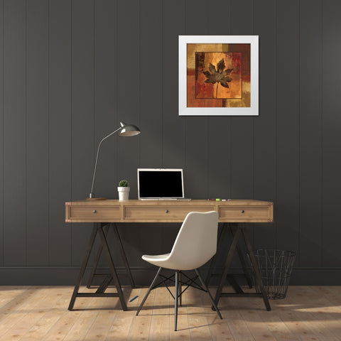 October Leaf I White Modern Wood Framed Art Print by Vassileva, Silvia