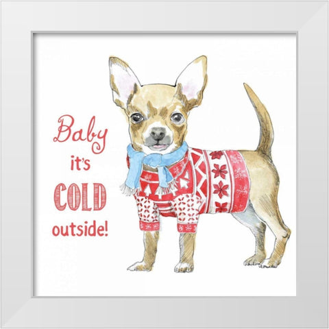 Glamour Pups Christmas I White Modern Wood Framed Art Print by Grove, Beth