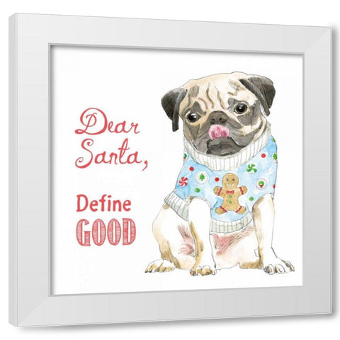 Glamour Pups Christmas IV White Modern Wood Framed Art Print by Grove, Beth
