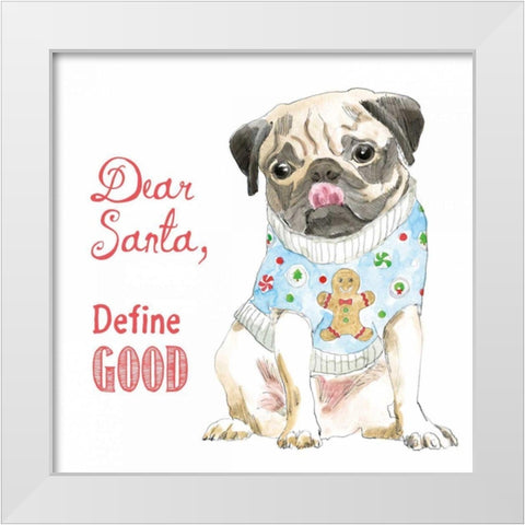 Glamour Pups Christmas IV White Modern Wood Framed Art Print by Grove, Beth