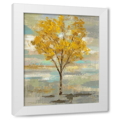 Golden Tree and Fog I White Modern Wood Framed Art Print by Vassileva, Silvia