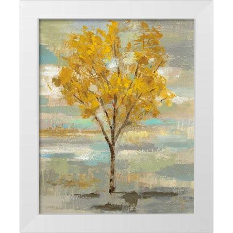 Golden Tree and Fog I White Modern Wood Framed Art Print by Vassileva, Silvia