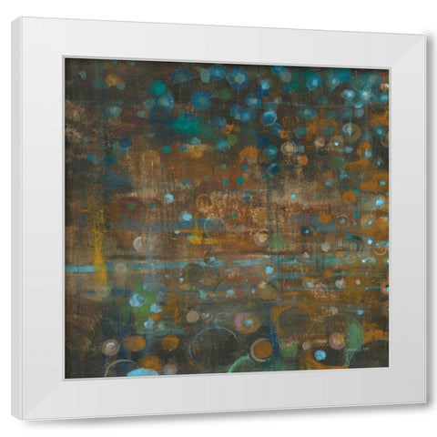 Blue and Bronze Dots IX White Modern Wood Framed Art Print by Nai, Danhui