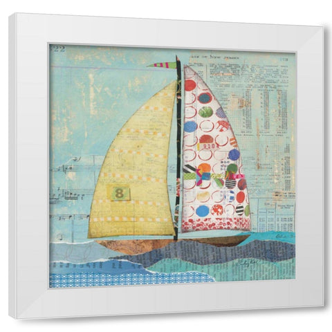 At the Regatta I Sail Sq White Modern Wood Framed Art Print by Prahl, Courtney