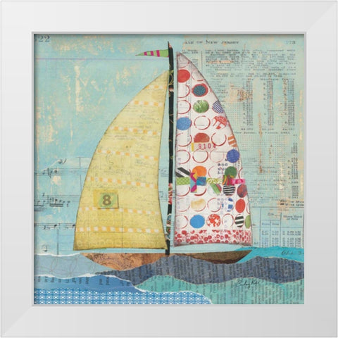 At the Regatta I Sail Sq White Modern Wood Framed Art Print by Prahl, Courtney
