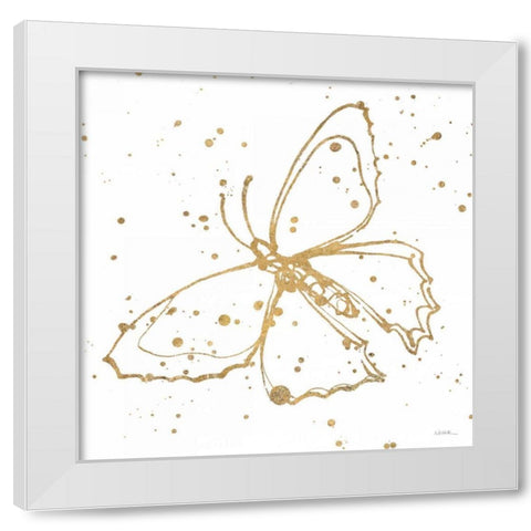 Golden Wings II White Modern Wood Framed Art Print by Novak, Shirley