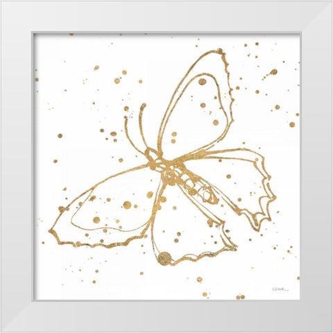 Golden Wings II White Modern Wood Framed Art Print by Novak, Shirley