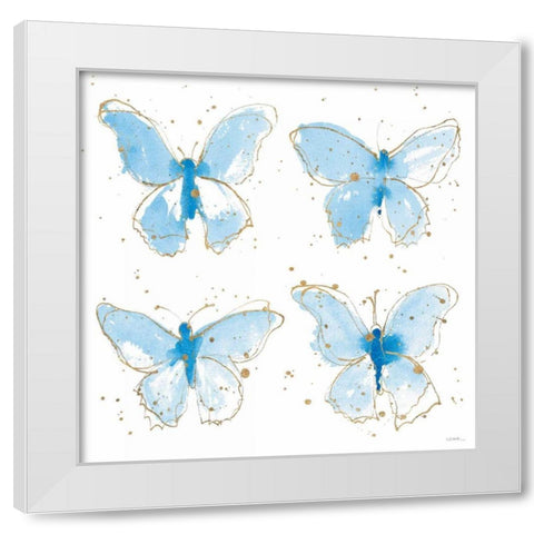Gilded Butterflies White Modern Wood Framed Art Print by Novak, Shirley