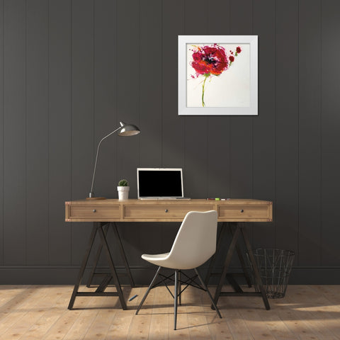 Poppy Master on White White Modern Wood Framed Art Print by Griggs, Jan