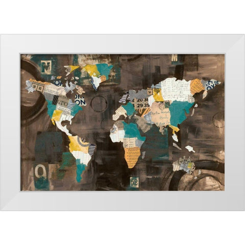 Golden World on Brown White Modern Wood Framed Art Print by Prahl, Courtney