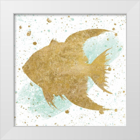 Silver Sea Life Aqua Fish White Modern Wood Framed Art Print by Wild Apple Portfolio