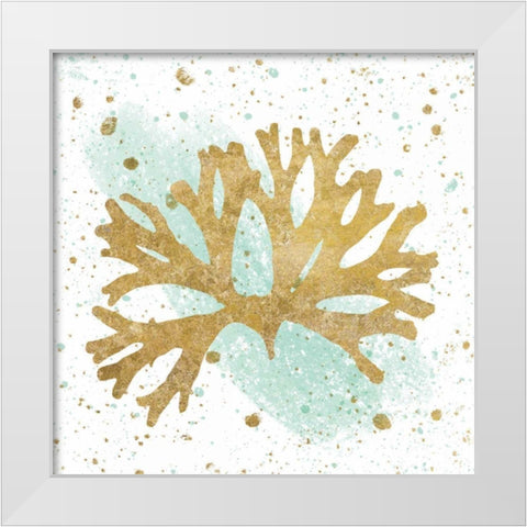 Silver Sea Life Aqua Coral White Modern Wood Framed Art Print by Wild Apple Portfolio