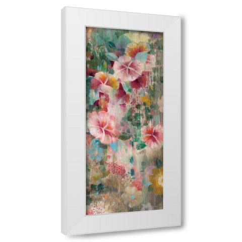 Flower Shower III White Modern Wood Framed Art Print by Nai, Danhui