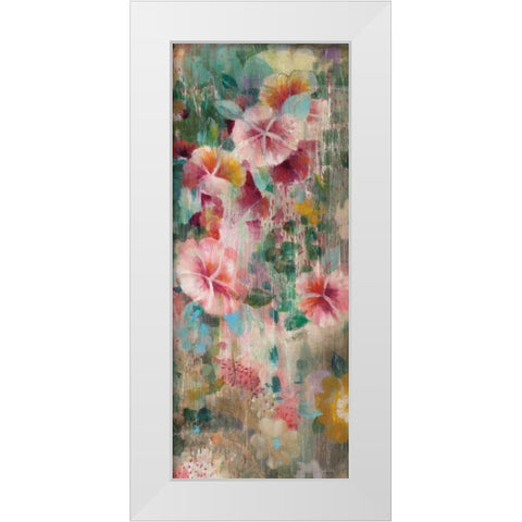 Flower Shower III White Modern Wood Framed Art Print by Nai, Danhui