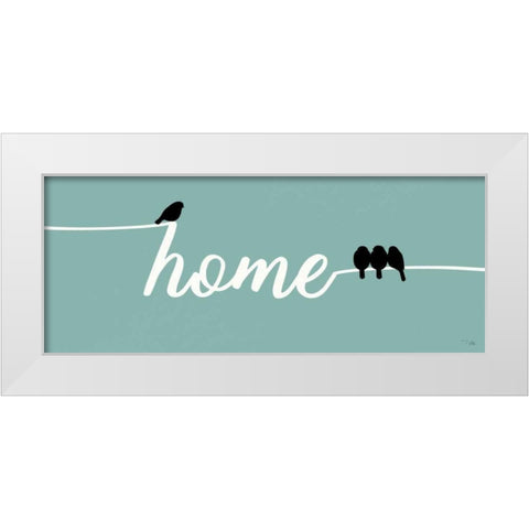 Birds on Words II White Modern Wood Framed Art Print by Pela