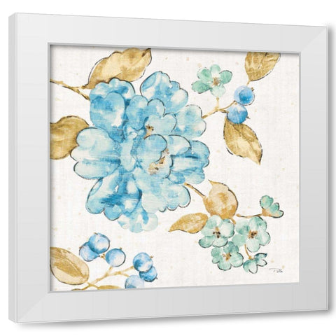 Blue Blossom II White Modern Wood Framed Art Print by Pela