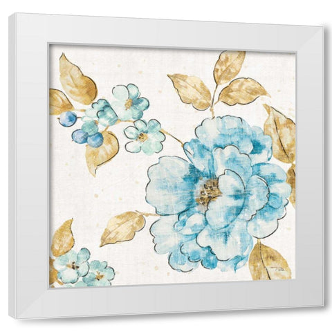 Blue Blossom III White Modern Wood Framed Art Print by Pela