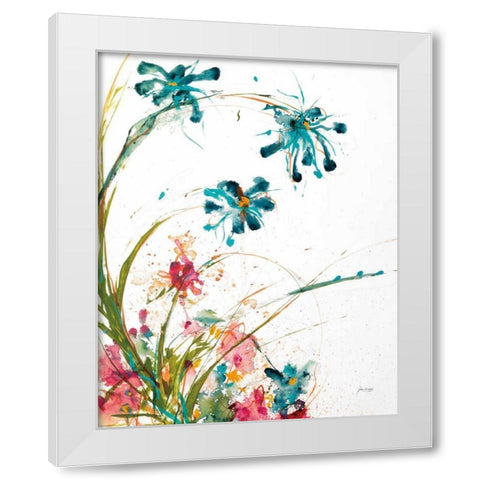 Blooming Blue Crop on White White Modern Wood Framed Art Print by Griggs, Jan