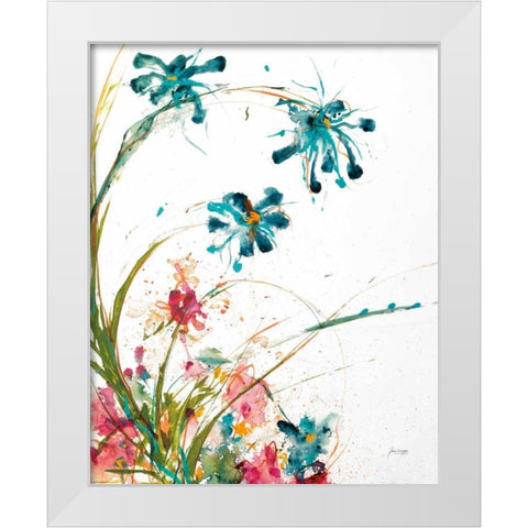 Blooming Blue Crop on White White Modern Wood Framed Art Print by Griggs, Jan