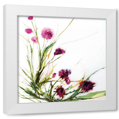 Flowers in the Wind on White White Modern Wood Framed Art Print by Griggs, Jan