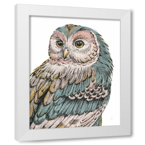 Beautiful Owls I Pastel White Modern Wood Framed Art Print by Brissonnet, Daphne