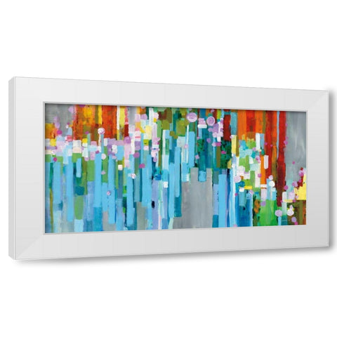 Rainbow of Stripes Crop White Modern Wood Framed Art Print by Nai, Danhui