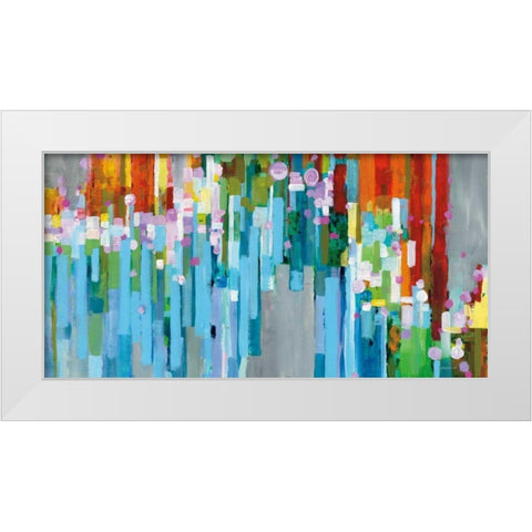 Rainbow of Stripes Crop White Modern Wood Framed Art Print by Nai, Danhui