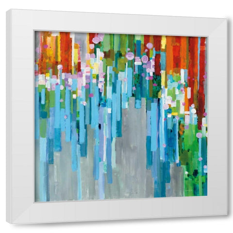 Rainbow of Stripes Square White Modern Wood Framed Art Print by Nai, Danhui