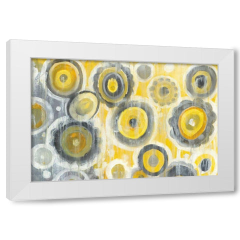 Abstract Circles Crop White Modern Wood Framed Art Print by Nai, Danhui