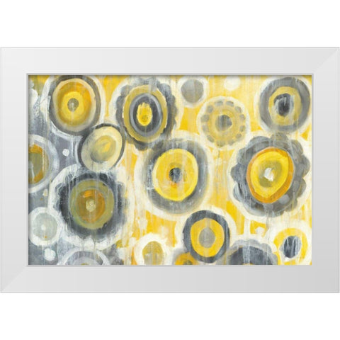 Abstract Circles Crop White Modern Wood Framed Art Print by Nai, Danhui