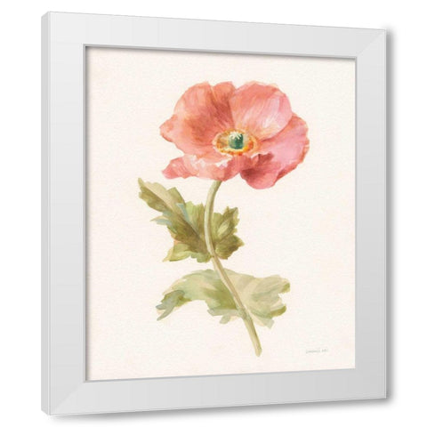 Garden Poppy White Modern Wood Framed Art Print by Nai, Danhui