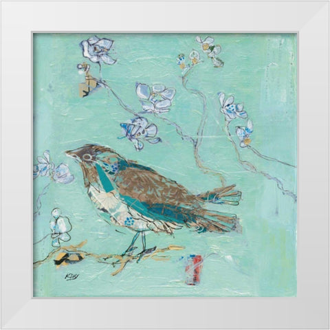 Aqua Bird with Teal White Modern Wood Framed Art Print by Day, Kellie
