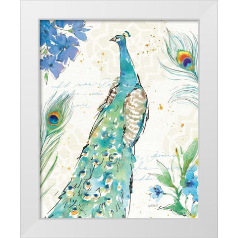 Peacock Garden I White Modern Wood Framed Art Print by Tavoletti, Anne