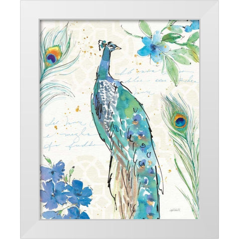 Peacock Garden II White Modern Wood Framed Art Print by Tavoletti, Anne