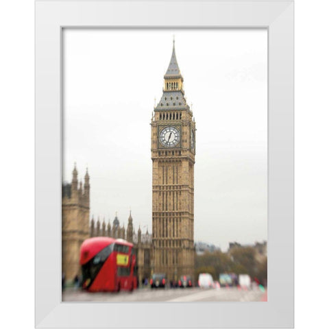 Big Ben Bus White Modern Wood Framed Art Print by Bevan, Keri