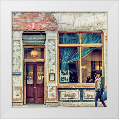 Dalston Pub White Modern Wood Framed Art Print by Bevan, Keri