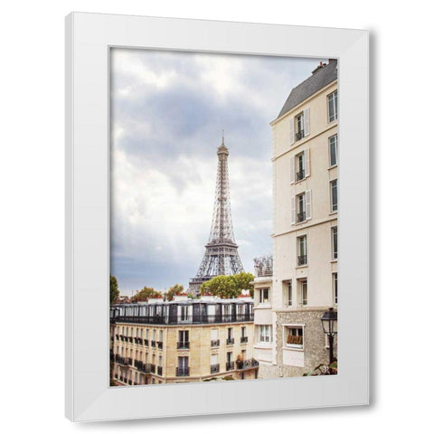 Eiffel View I White Modern Wood Framed Art Print by Marshall, Laura