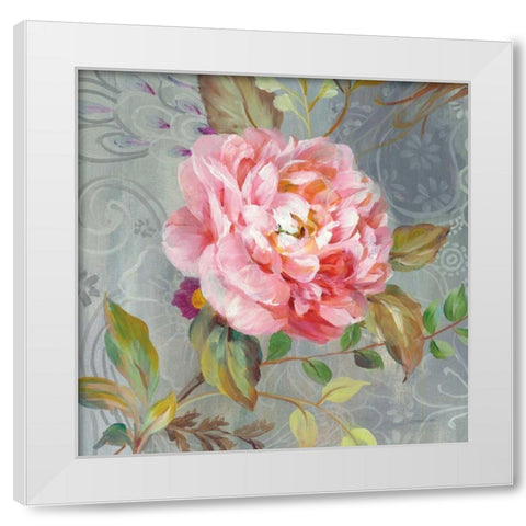 Peonies and Paisley II White Modern Wood Framed Art Print by Nai, Danhui